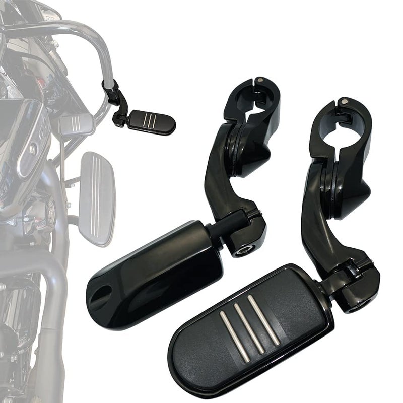 FOVPLUE 1.25"" Highway pegs Motorcycle Angled Adjustable Highway Footpegs for Harley Davidson Touring Road King Road Glide Street Glide Electra Glide Softail Sportster with 1 1/4"" Highway Bar Black - Image 2